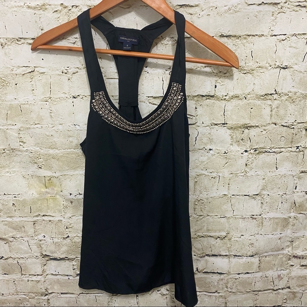 Banana Republic Black Silver Beaded Tank Top
